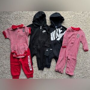 6-9 Month Nike & Wisconsin Badgers Outfits